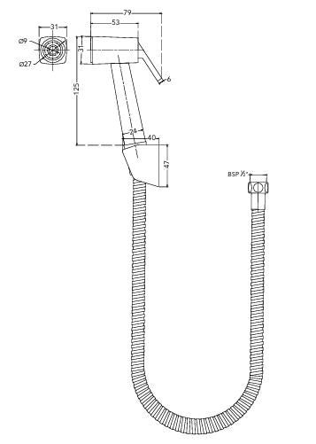 GEM HF  WT 1.5 M HOSE PIPE & HOOK - HINDWARE FAUCETS -  ( POLISHED CHROME - HEALTH FAUCET - 0x0 mm - 0inchx0inch )