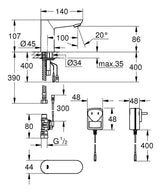 EUROECO CE INFRARED BASIN TAP, AC - GROHE-G2 -  ( CHROME - G2 - EUROECO - 0x0 mm - 0inchX0inch )