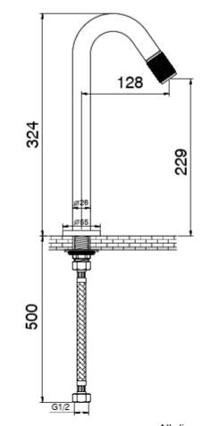 MOUTH OPERATED TALL BRASS MOUNTED BASIN TAP - AQUANT - ( BRUSHED ROSE GOLD - - 324x0 mm - 12.96inchX0inch )