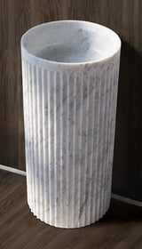 CARRARA MARBLE PEDESTAL FREE STANDING WASH BASIN - AQUANT - ( CARRARA MARBLE - - 450x850 mm - 18inchX34inch )