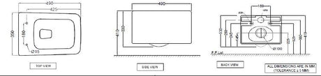 RIMLESS, BLIND INSTALLATION WALL HUNG WC WITH UF SOFT CLOSE SLIM SEAT COVER, HINGES, ACCESSORIES SET - JAQUAR SWARE - ( WHITE - KUBIX PRIME - 500x360 mm - 20inchX14.4inch )