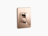 FLUENCE TM AQUA TURBO TM 235 RECESSED NON-THERMOSTATIC BATH AND SHOWER VALVE TRIM - KOHLER PREMIUM -  ( VIBRANT ROSE GOLD - PREMIUM - 0x15 mm - 0inchX0.5inch )