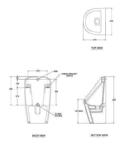URINAL DYNA BACK INLET & CONC.OUTLET - HINDWARE -  ( STAR WHITE - ART - 0x0 mm - 0inchX0inch )