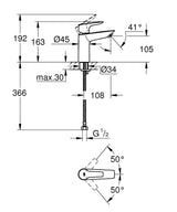 ALIRA 1-HANDLE BASIN MIXER WITHOUT POP UP, M SIZE - GROHE -  ( CHROME - G3 - ALIRA - 0x15 mm - 0inchX0.5inch )