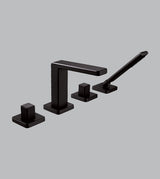 FOUR HOLE BATHTUB MIXER WITH HAND SHOWER - AQUANT - ( MATT BLACK - - 0x15 mm - 0inchX0.5inch )