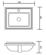 SEMI COUNTER WASH BASIN WITH TAP HOLE - AQUANT - ( WHITE - - 585x465x230 mm - 23.4inchX18.6inchX9.2inch )