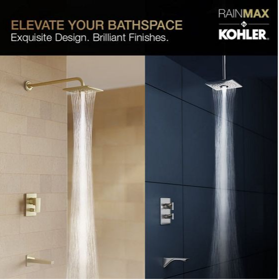 RAIN MAX SQUARE RH DUAL CORE SHOWERHEAD - KOHLER PREMIUM -  ( CHROME - PREMIUM - 256x256 mm - 10inchX10inch )
