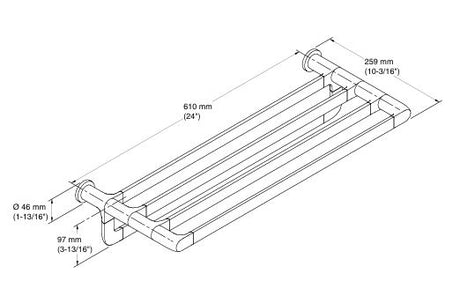 DOUBLE TOWEL SHELF - KOHLER LUXURY -  ( POLISHED CHROME - LUXURY - 0x570 mm - 0inchX23inch )