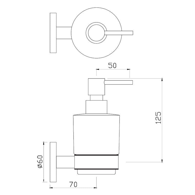 SOAP DISPENSER W/GLASS BOTTLE - JAQUAR FAUCETS - ( GRAPHITE - CONTINENTAL ACC. - 0x0 mm - 0inchX0inch )