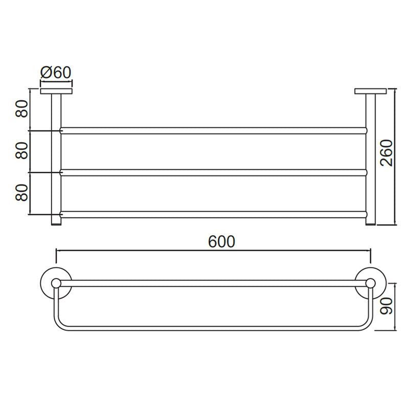 TOWEL RACK W/HANGER - JAQUAR FAUCETS -  ( GOLD BRIGHT PVD - CONTINENTAL ACC. - 0x600 mm - 0inchX24inch )