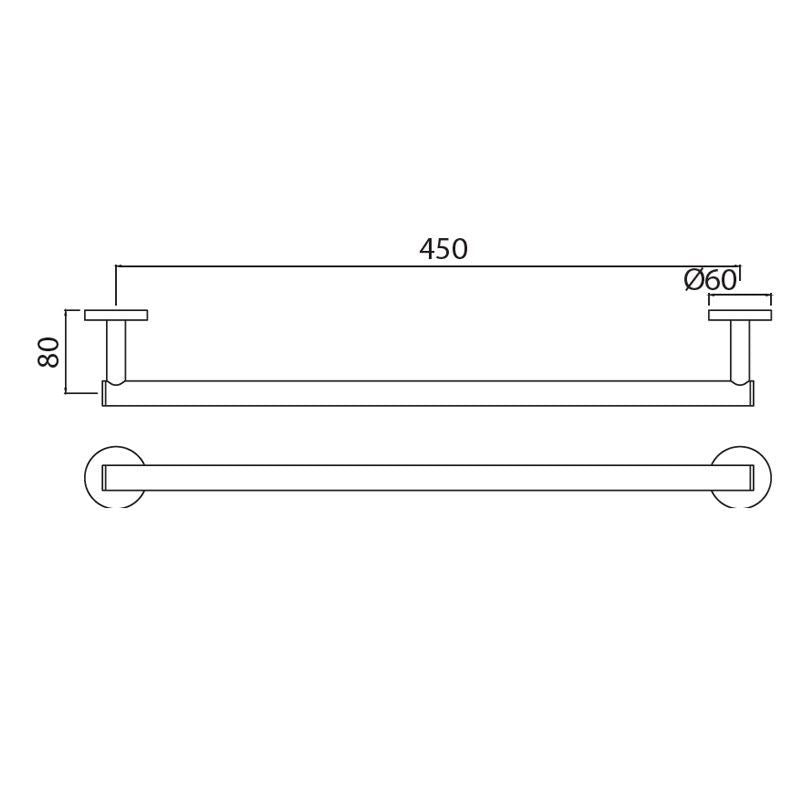 SINGLE TOWEL RAIL 24INCH LONG - JAQUAR FAUCETS -  ( GOLD BRIGHT PVD - CONTINENTAL ACC. - 0x600 mm - 0inchX24inch )