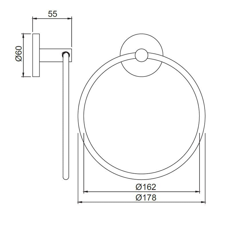 TOWEL RING ROUND WITH ROUND FLANGE - JAQUAR FAUCETS -  ( STAINLESS STEEL - CONTINENTAL ACC. - 0x0 mm - 0inchx0inch )