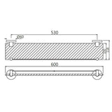 GLASS SHELF 600MM LONG - JAQUAR FAUCETS - ( CHROME - CONTINENTAL ACC. - 0x600 mm - 0inchX24inch )