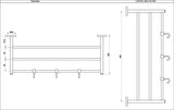 TOWEL RACK WITHOUT LOWER HANG W/3 HOOKS - JAQUAR FAUCETS -  ( STAINLESS STEEL - CONTINENTAL ACC. - 0x600 mm - 0inchX24inch )