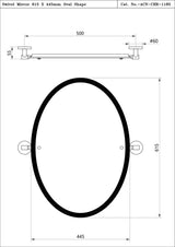 SWIVEL MIRROR OVAL SHAPE - JAQUAR FAUCETS -  ( CHROME - CONTINENTAL ACC. - 615x445 mm - 24.6inchX17.8inch )