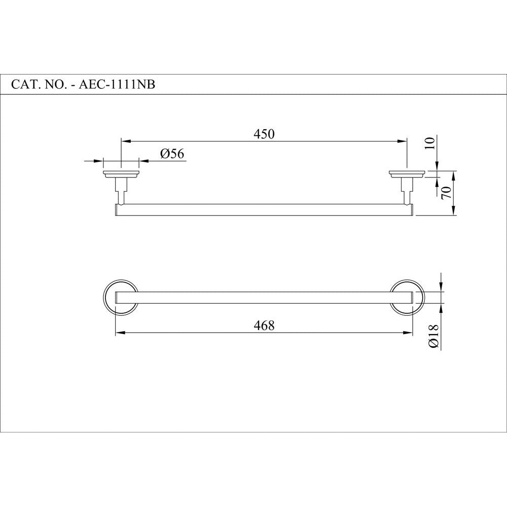 TOWEL RAIL - ESSCO FAUCET -  ( CHROME - ACCESSORIES - 0x450 mm - 0inchX18inch )