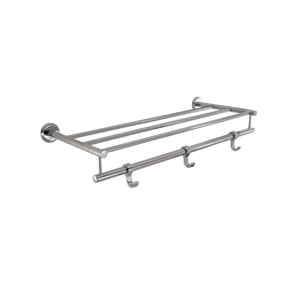 TOWEL SHELF WITH LOWER HANGERS - ESSCO FAUCET -  ( CHROME - ACCESSORIES - 0x600 mm - 0inchX24inch )