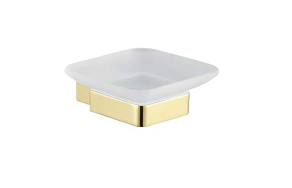 SOAP DISH WITH GLASS - AUGA -  ( BRUSHED GOLD - LAZIO - 0x0 mm - 0inchx0inch )