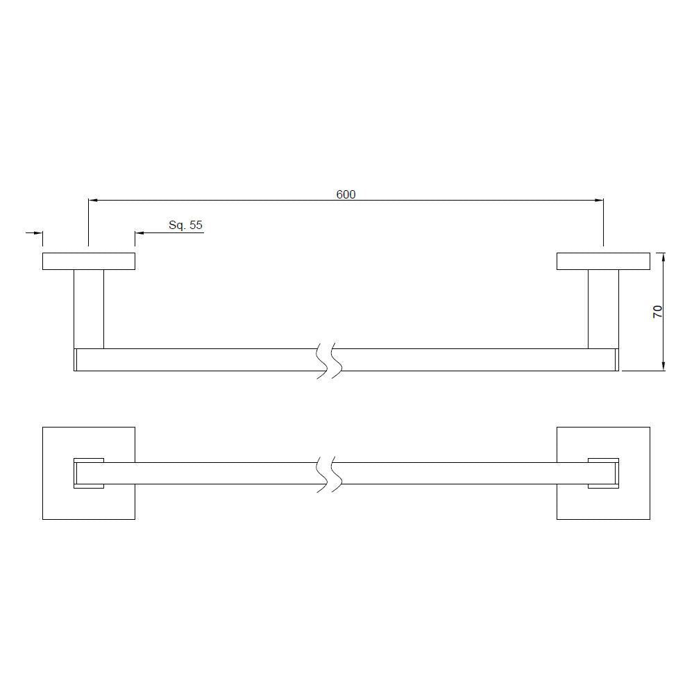 SINGLE TOWEL RAIL 24INCH LONG - JAQUAR FAUCETS -  ( GRAPHITE - KUBIX PRIME - 0x800 mm - 0inchX32inch )