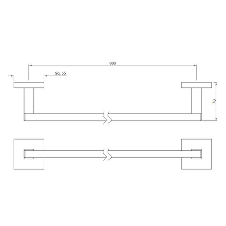 SINGLE TOWEL RAIL 24INCH LONG - JAQUAR FAUCETS -  ( GRAPHITE - KUBIX PRIME - 0x800 mm - 0inchX32inch )