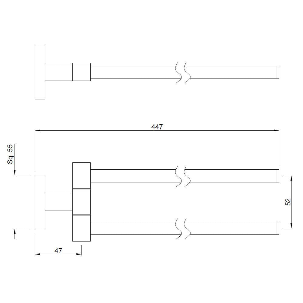 (PRUN)SWIVEL TOWEL HOLDER TWIN TYPE - JAQUAR FAUCETS - ( CHROME - ACC. KUBIX PRIME - 0x0 mm - 0inchX0inch )