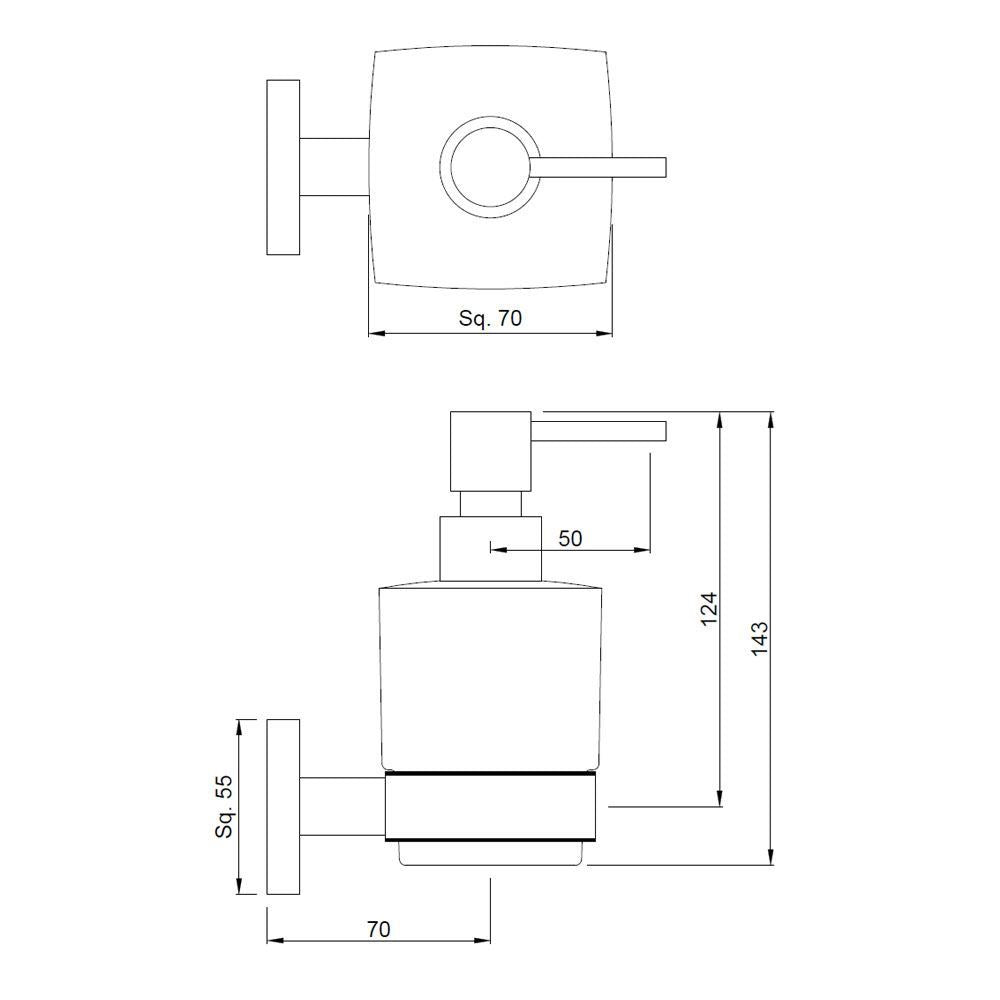 SOAP DISH W/GLASS BOTTLE - JAQUAR FAUCETS -  ( GRAPHITE - ACC. KUBIX PRIME - 0x0 mm - 0inchx0inch )