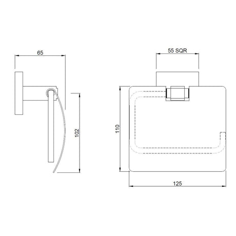 TOILET ROLL HOLDER WITH FLAP - JAQUAR FAUCETS -  ( GOLD MATT PVD - ACC. KUBIX PRIME - 0x0 mm - 0inchx0inch )