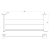 TOWEL RACK WITHOUT LOWER HANG - JAQUAR FAUCETS -  ( GOLD BRIGHT PVD - ACC. KUBIX PRIME - 0x600 mm - 0inchX24inch )