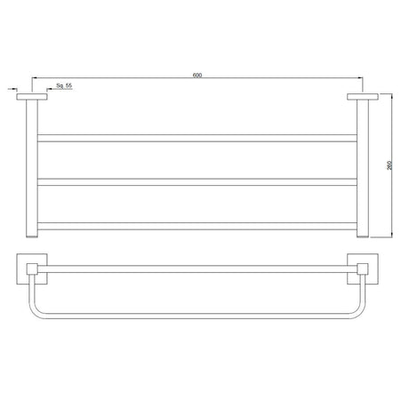TOWEL RACK W/HANGERS - JAQUAR FAUCETS -  ( BLACK MATT - ACC. KUBIX PRIME - 0x600 mm - 0inchX24inch )