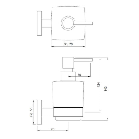 SOAP DISH W/GLASS BOTTLE - JAQUAR FAUCETS -  ( STAINLESS STEEL - ACC. KUBIX PRIME - 0x0 mm - 0inchx0inch )