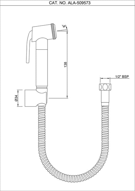 HAND SHOWER (HEALTH FAUCET) WITH 8MM DIA - ARTIZE FAUCET -  ( CHROME - ALLIED - 0x15 mm - 0 inchX0.5inch )