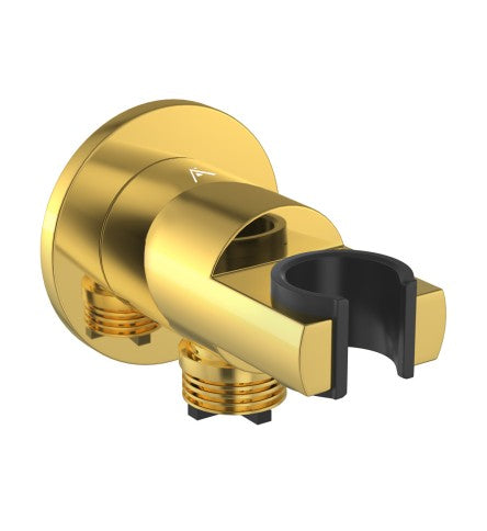 WALL OUTLET WITH SHOWER HOOK IN ROUND SHAPE WITH STOPER - ARTIZE FAUCET -  ( GOLD BRIGHT PVD - ALLIED - 0x15 mm - 0inchX0.5inch )