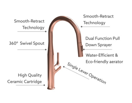 KITCHEN FAUCET - CARYSIL -  ( ROSE GOLD - ACCESSORIES - 0x15 mm - 0inchX0.5inch )