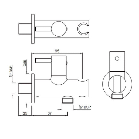 WALL OUTLET WITH SHOWER HOOK ROUND - JAQUAR FAUCETS -  ( WHITE MATT - SHOWER ACC. - 0x15 mm - 0inchX0.5inch )