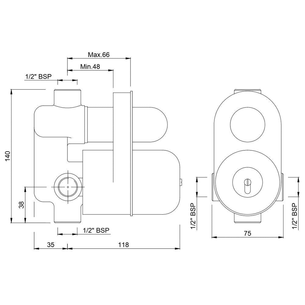 Jaquar Conc.body For S.l High Flow Div, Chrome, view 2