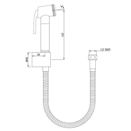 HEALTH FAUCET 1.2 MTR METAL TUBE - JAQUAR FAUCETS -  ( GRAPHITE - ALLIED - 0x15 mm - 0inchX0.5inch )