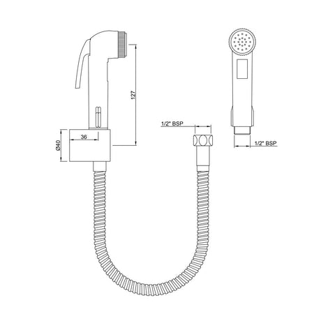 HAND SHOWER (HEALTH FAUCET) (ABS BODY) W - JAQUAR FAUCETS -  ( CHROME - ALLIED - 0x15 mm - 0inchX0.5inch )