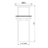 WASTE COUPLING F/T 130MM - JAQUAR FAUCETS -  ( GRAPHITE - ALLIED - 0x32 mm - 0inchX1.25inch )