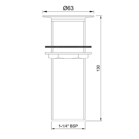 WASTE COUPLING F/T 130MM - JAQUAR FAUCETS - ( GRAPHITE - ALLIED - 0x32 mm - 0inchX1.25inch )