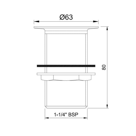 WASTE COUPLING F/T - JAQUAR FAUCETS -  ( GRAPHITE - ALLIED - 0x32 mm - 0inchX1.25inch )