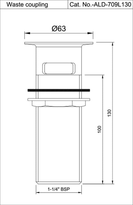 WASTE COUPLING H/T 130MM - JAQUAR FAUCETS -  ( BLUSH GOLD PVD - ALLIED - 125x32 mm - 5inchX1.28inch )
