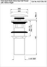 CLICK CLACK POP-UP WASTE COUPLING HALF THREAD - JAQUAR FAUCETS -  ( STAINLESS STEEL - ALLIED - 0x32 mm - 0inchX1.28inch )