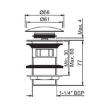 CLICK CLACK (POP-UP) WASTE H/T - JAQUAR FAUCETS -  ( CHROME - ALLIED - 0x32 mm - 0inchX1.25inch )