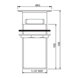 WASTE COUPLING H/T 130MM - JAQUAR FAUCETS -  ( GRAPHITE - ALLIED - 125x32 mm - 5inchX1.28inch )