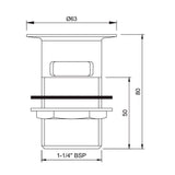 WASTE COUPLING HALF THREAD - JAQUAR FAUCETS -  ( GRAPHITE - ALLIED - 0x32 mm - 0inchX1.28inch )