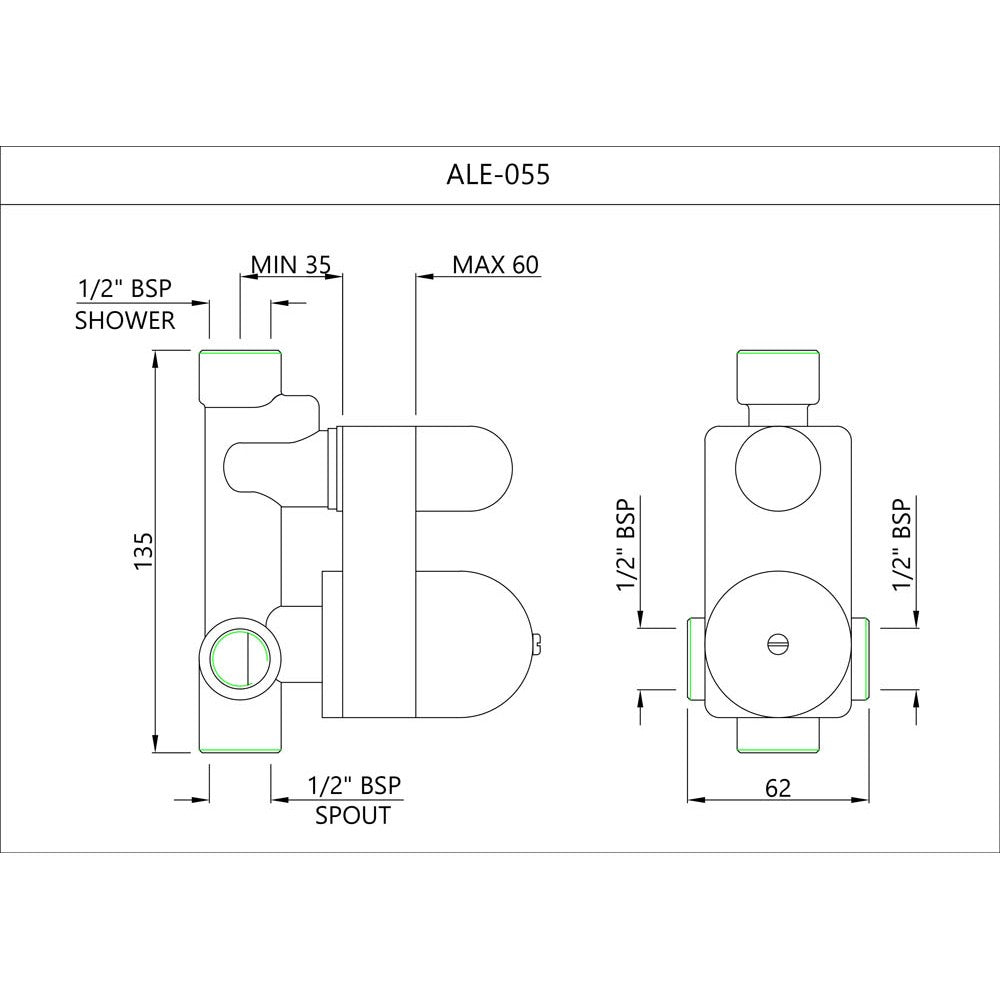 CONC.BODY FOR SL DIVERTOR - ESSCO FAUCET -  ( CHROME - ALLIED - 0x15 mm - 0inchX0.6inch )