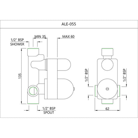 CONC.BODY FOR SL DIVERTOR - ESSCO FAUCET -  ( CHROME - ALLIED - 0x15 mm - 0inchX0.6inch )