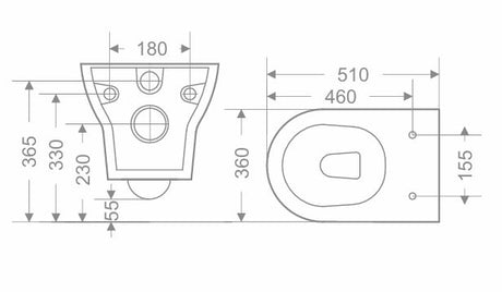 WALL HUNG WC RIMLESS SLIM PP SEAT COVER  - GLOCERA SWARE -  ( STAR WHITE - ALEX - 0x0 mm - 0inchx0inch )