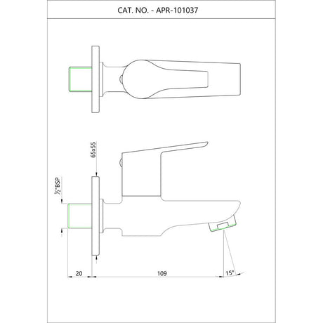BIB COCK W/FLANGE - ESSCO FAUCET -  ( CHROME - ASPIRE - 0x15 mm - 0inchX0.5inch )