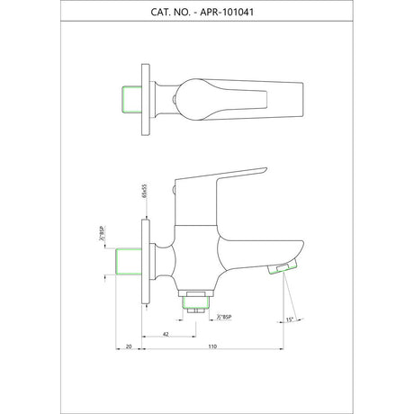 2 WAY BIB COCK W/WALL FLANGE - ESSCO FAUCET -  ( CHROME - ASPIRE - 0x15 mm - 0inchX0.6inch )